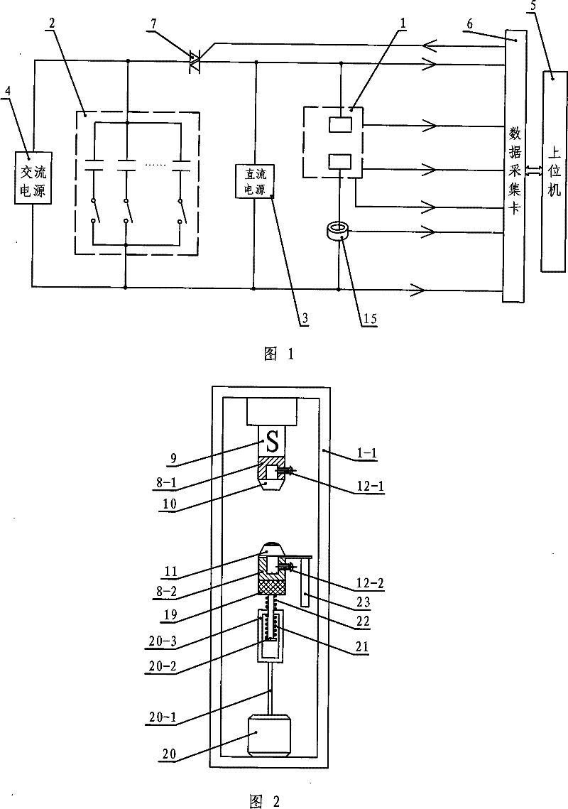 Device for testing electrical erosion property of electrical contact material