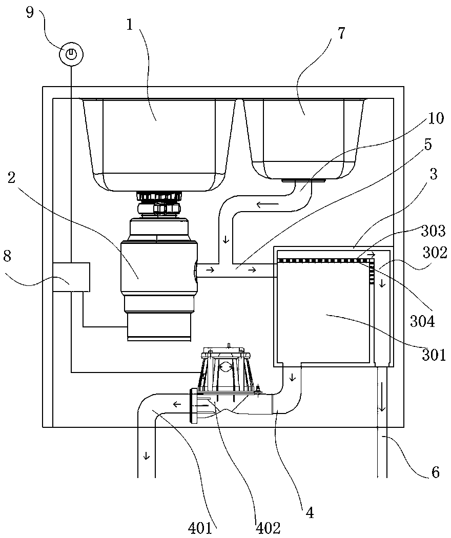 Residue and water anti-blocking device of garbage disposer