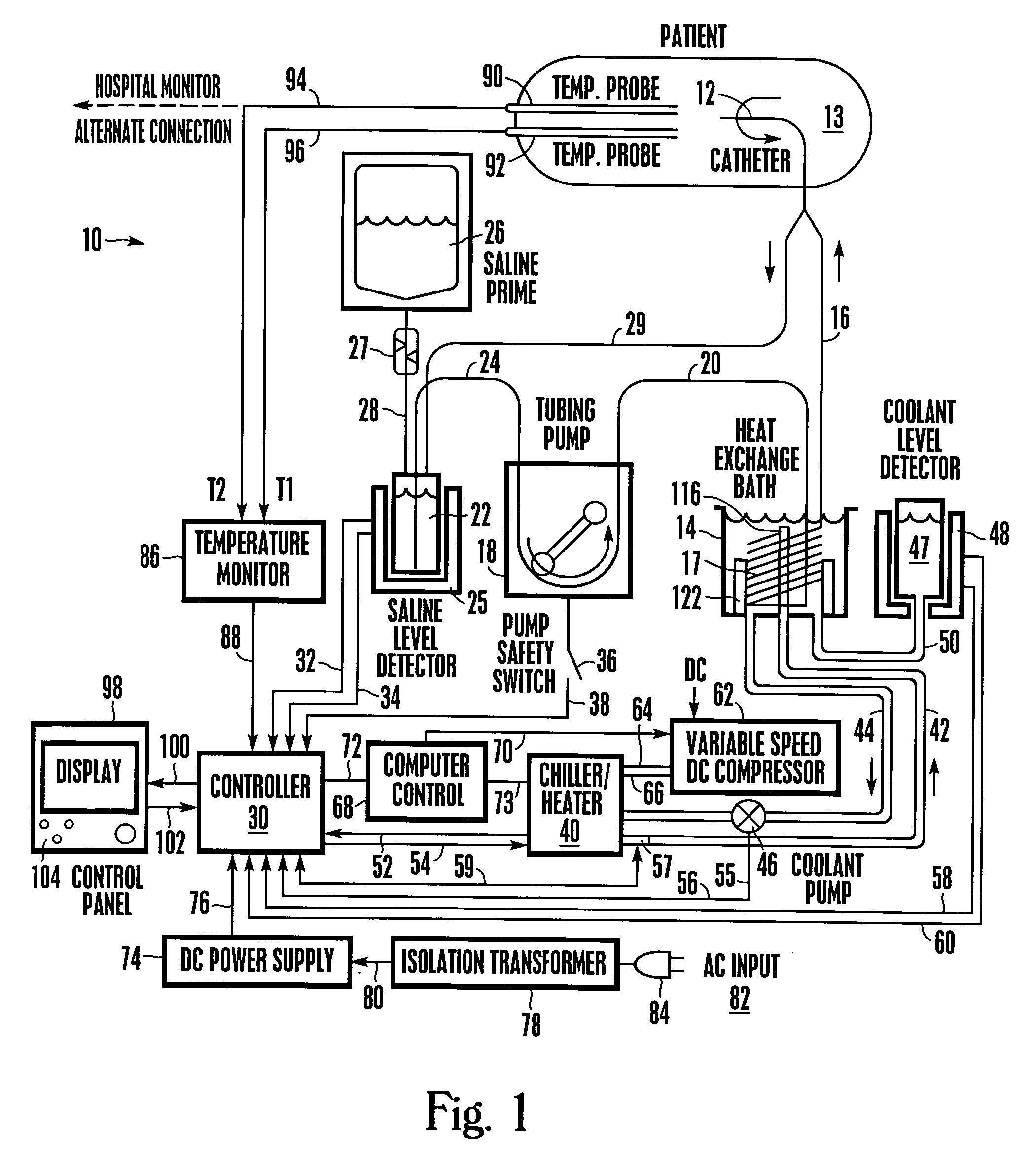 Heating/cooling system for indwelling heat exchange catheter