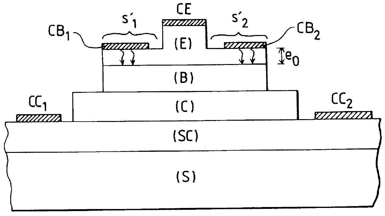 Bipolar transistor stabilized with electrical insulating elements