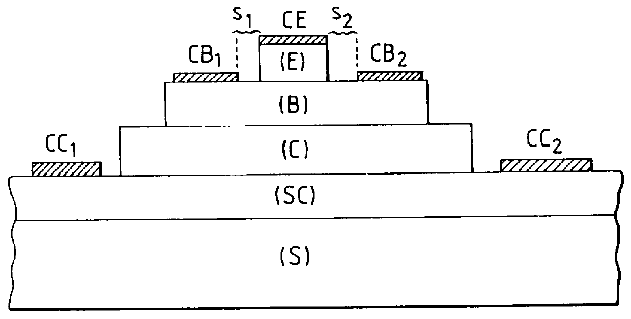 Bipolar transistor stabilized with electrical insulating elements