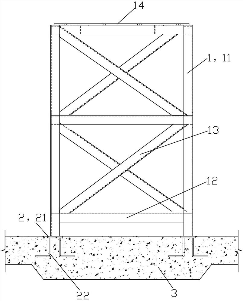 Construction method of section steel column support frame for frame column of super high-rise building