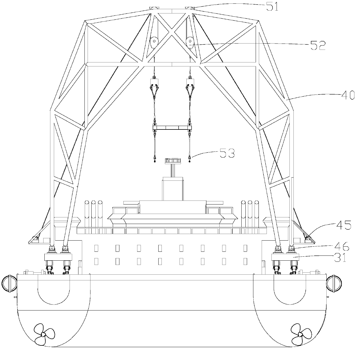 Multifunctional rail-mounted floating crane