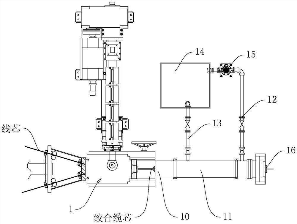 Cabling filling material injection device and injection method