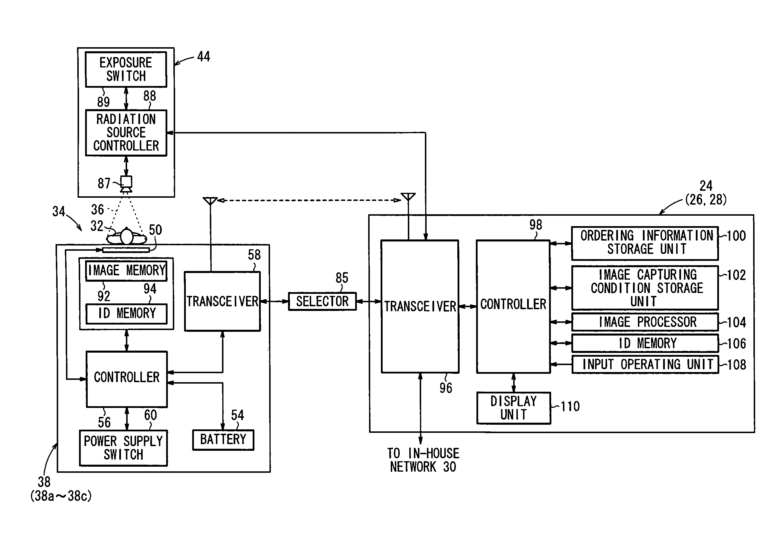 Radiographic image capturing system, radiation converter, processor, selector for selecting radiation converter and processor, program, method of selecting radiation converter and processor, and radiographic image capturing method