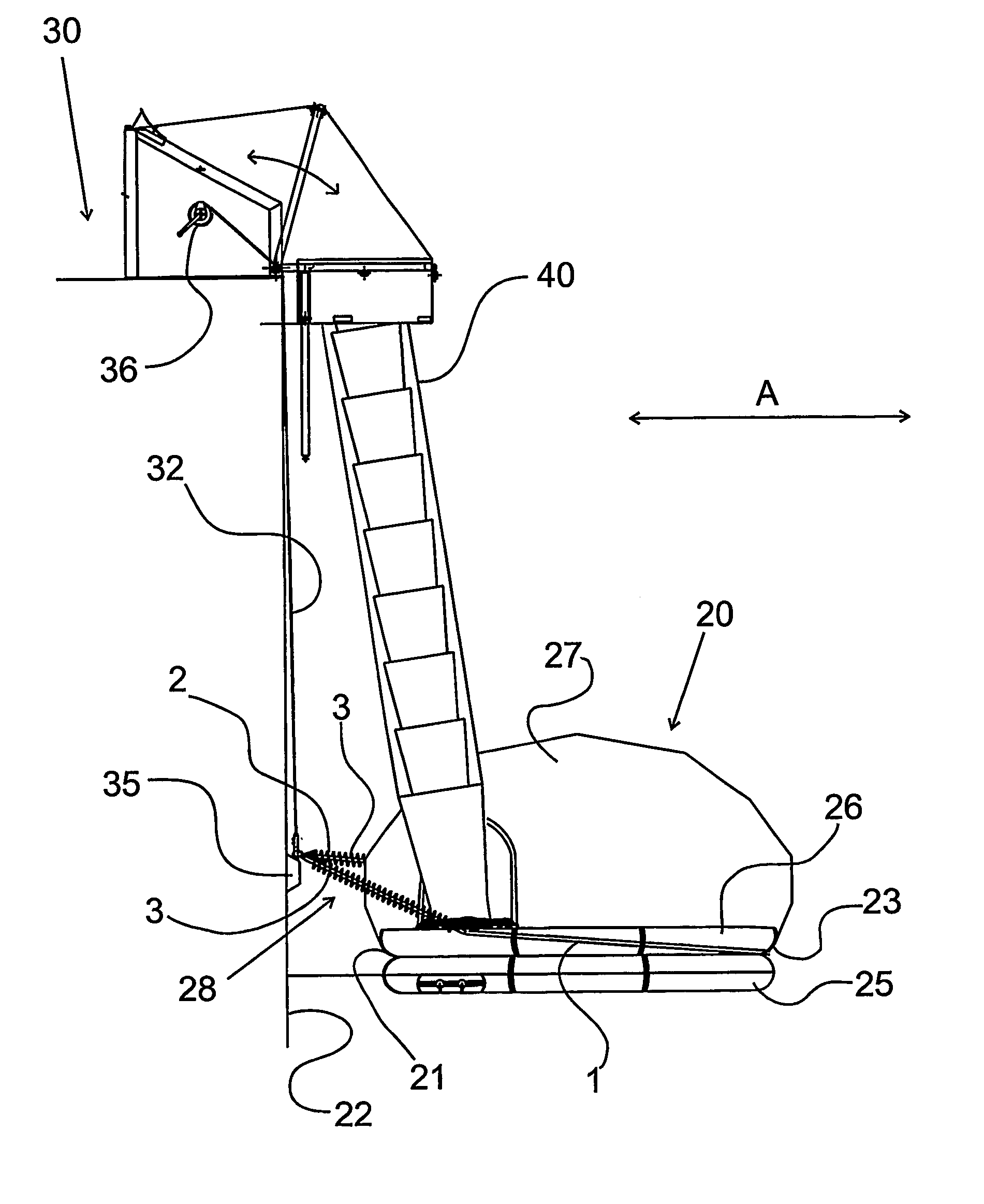 Mooring of a floating unit to a vessel side