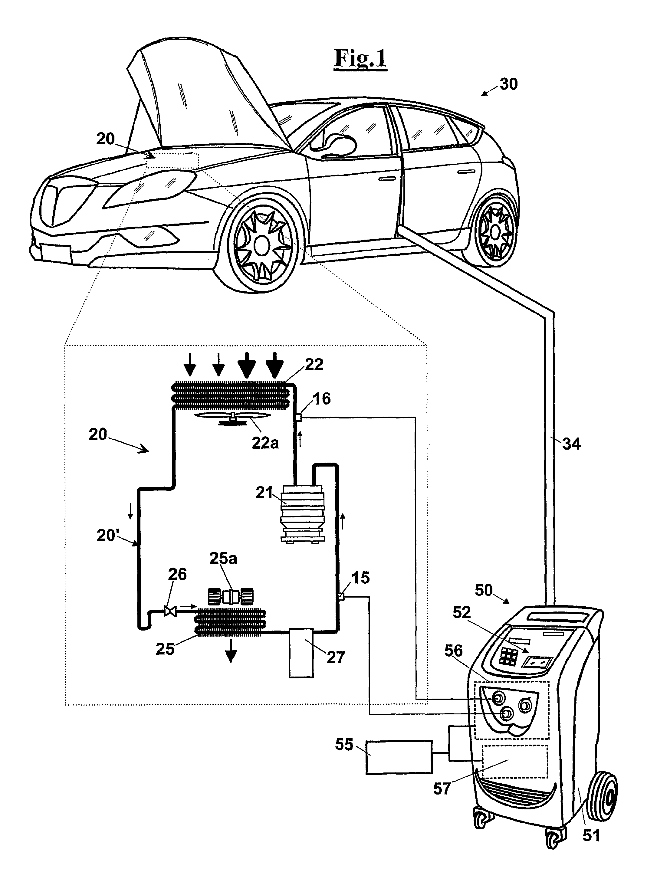 Maintenance apparatus and method for an air conditioning system of a motor vehicle