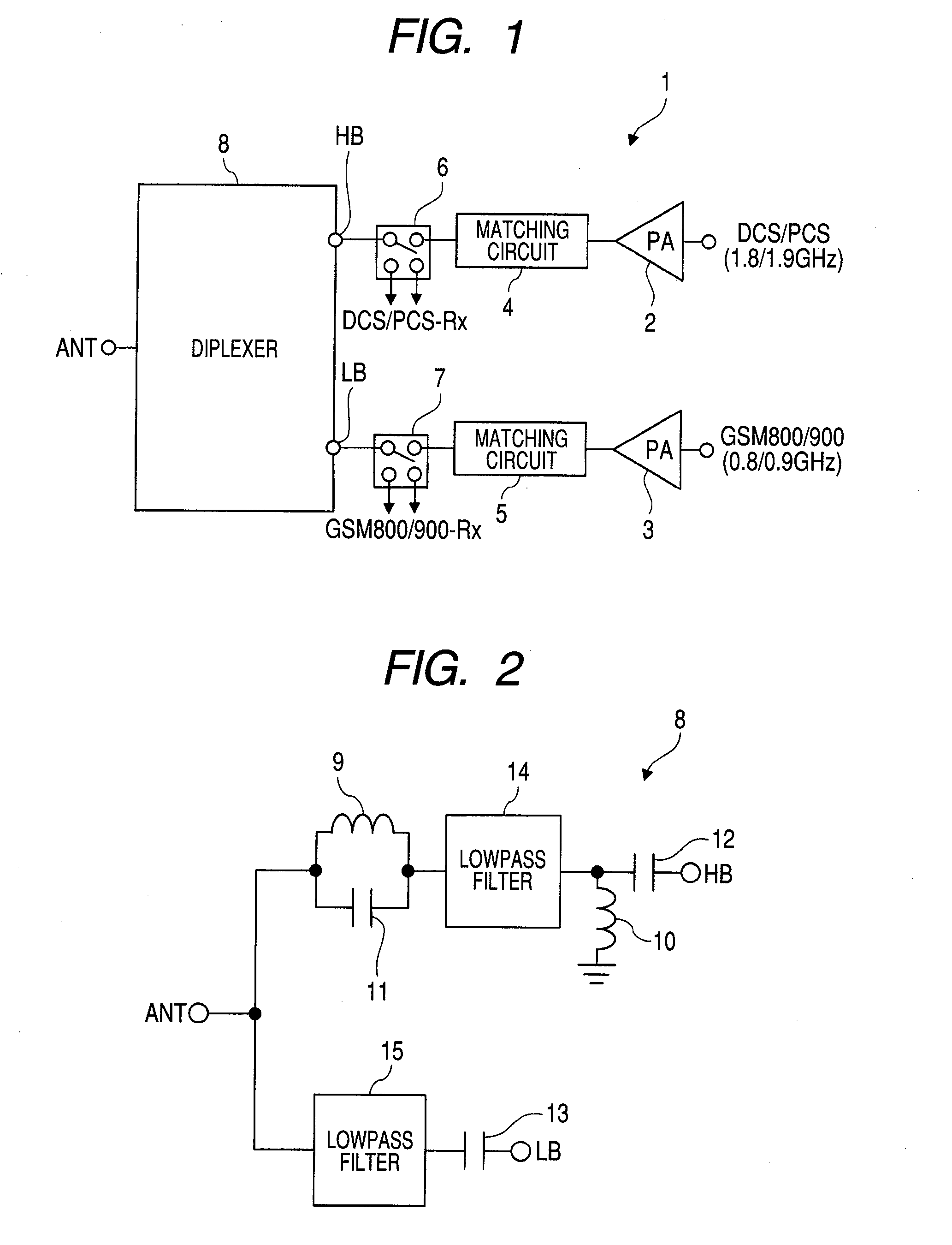 Branching filter, semiconductor integrated circuit device, and communication mobile terminal