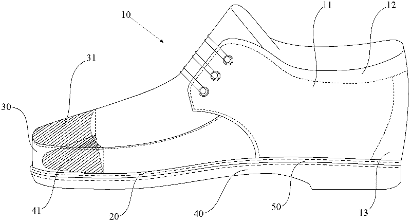 Safety shoe and method for manufacturing same