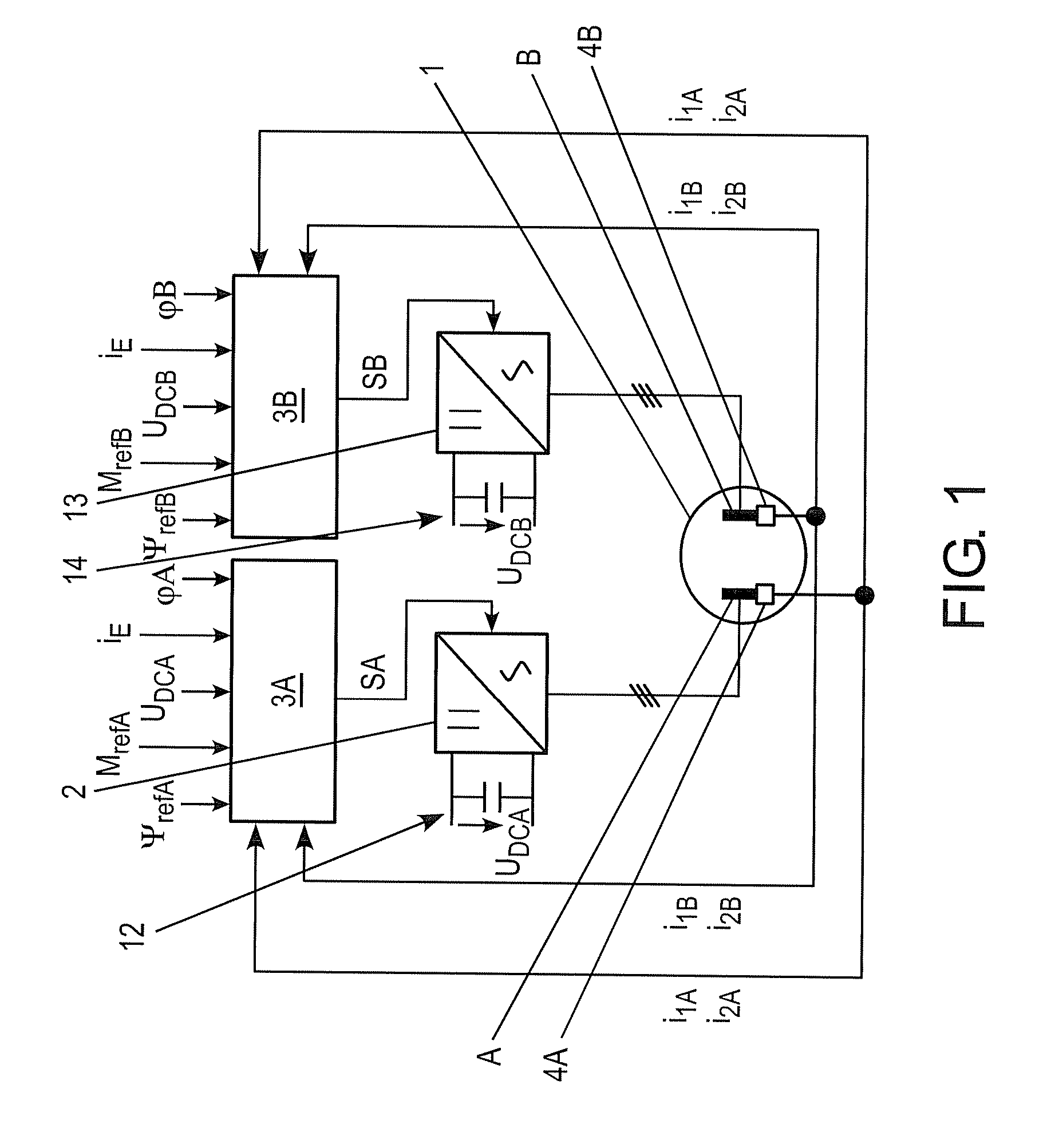 Method for operation of a three-phase rotating electrical machine, and an apparatus for carrying out the method