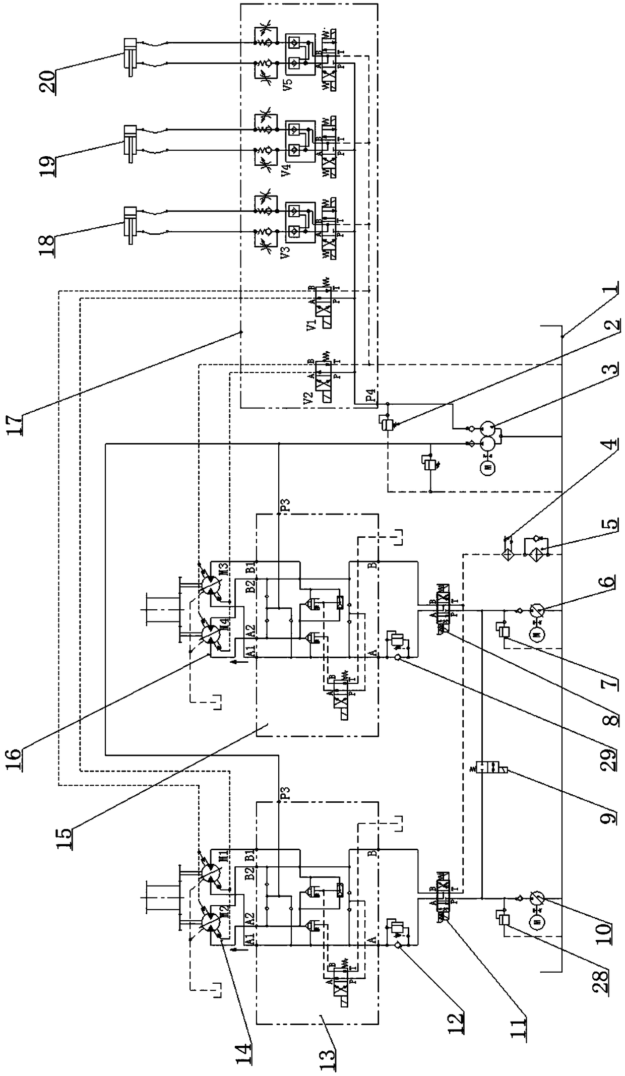 Multi-load and multi-speed hydraulic control system of high-pressure towing machine