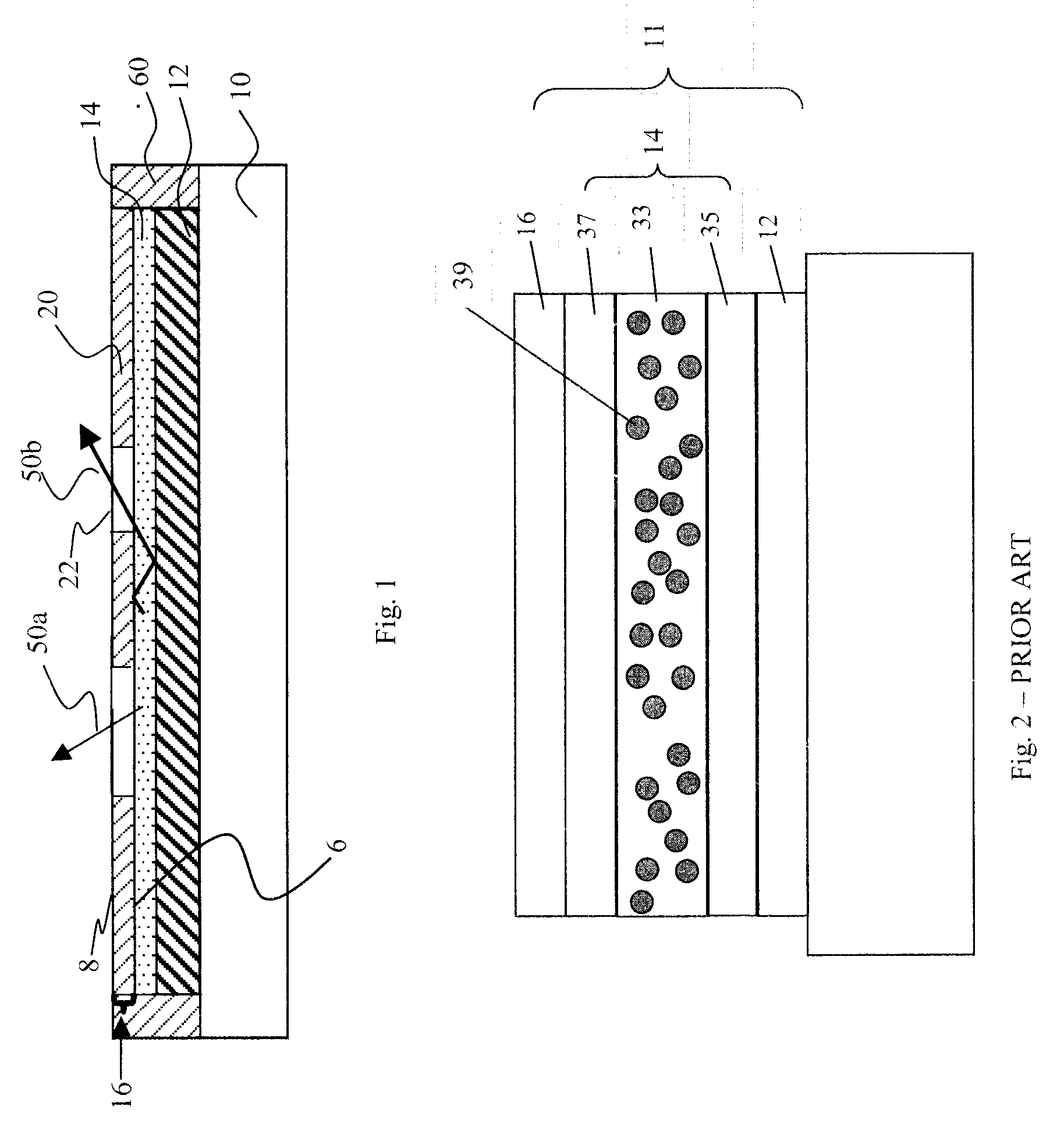Electroluminescent device having improved power distribution