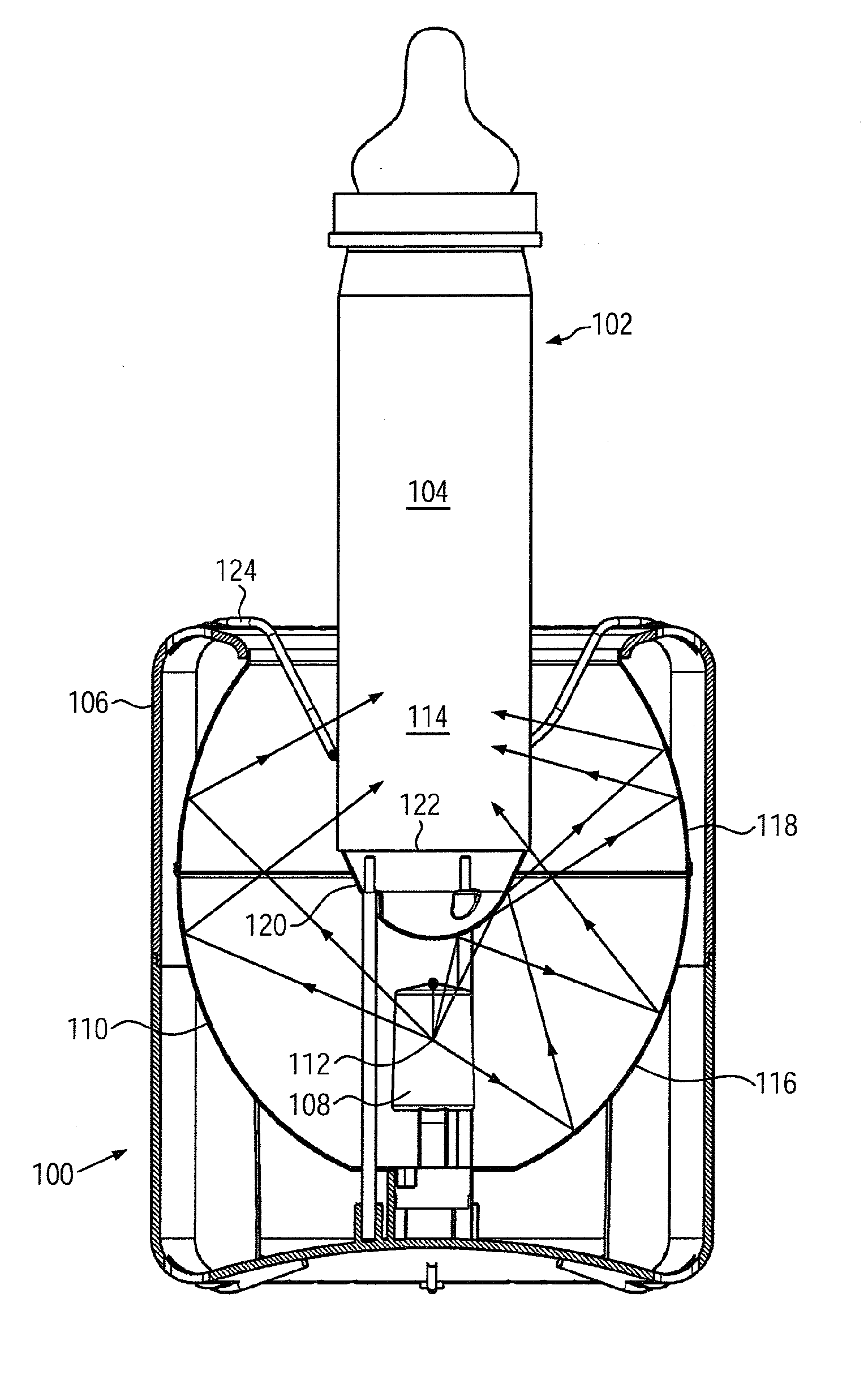 Electric heating apparatus for heating infant food by means of electromagnetic radiation