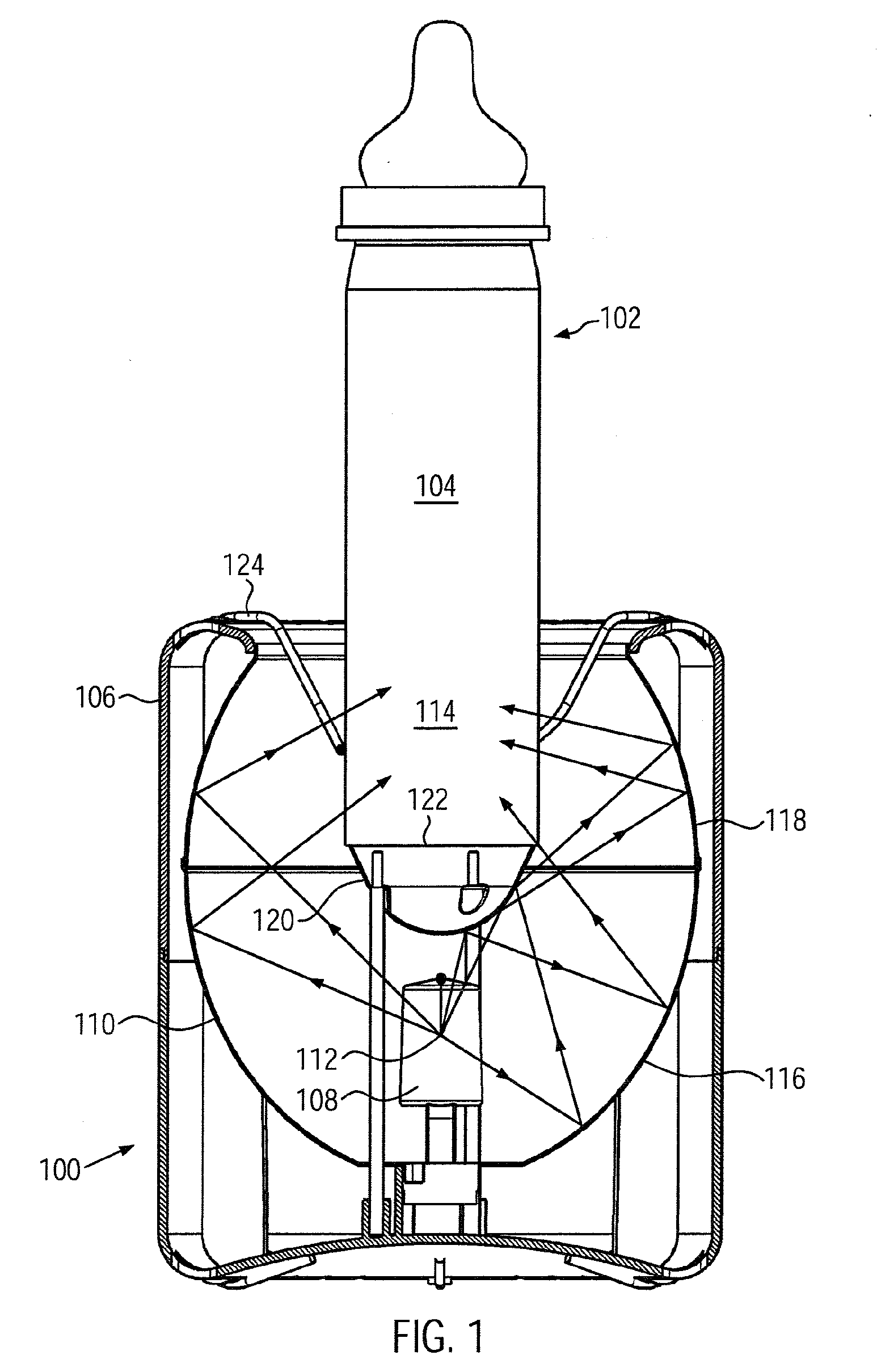 Electric heating apparatus for heating infant food by means of electromagnetic radiation