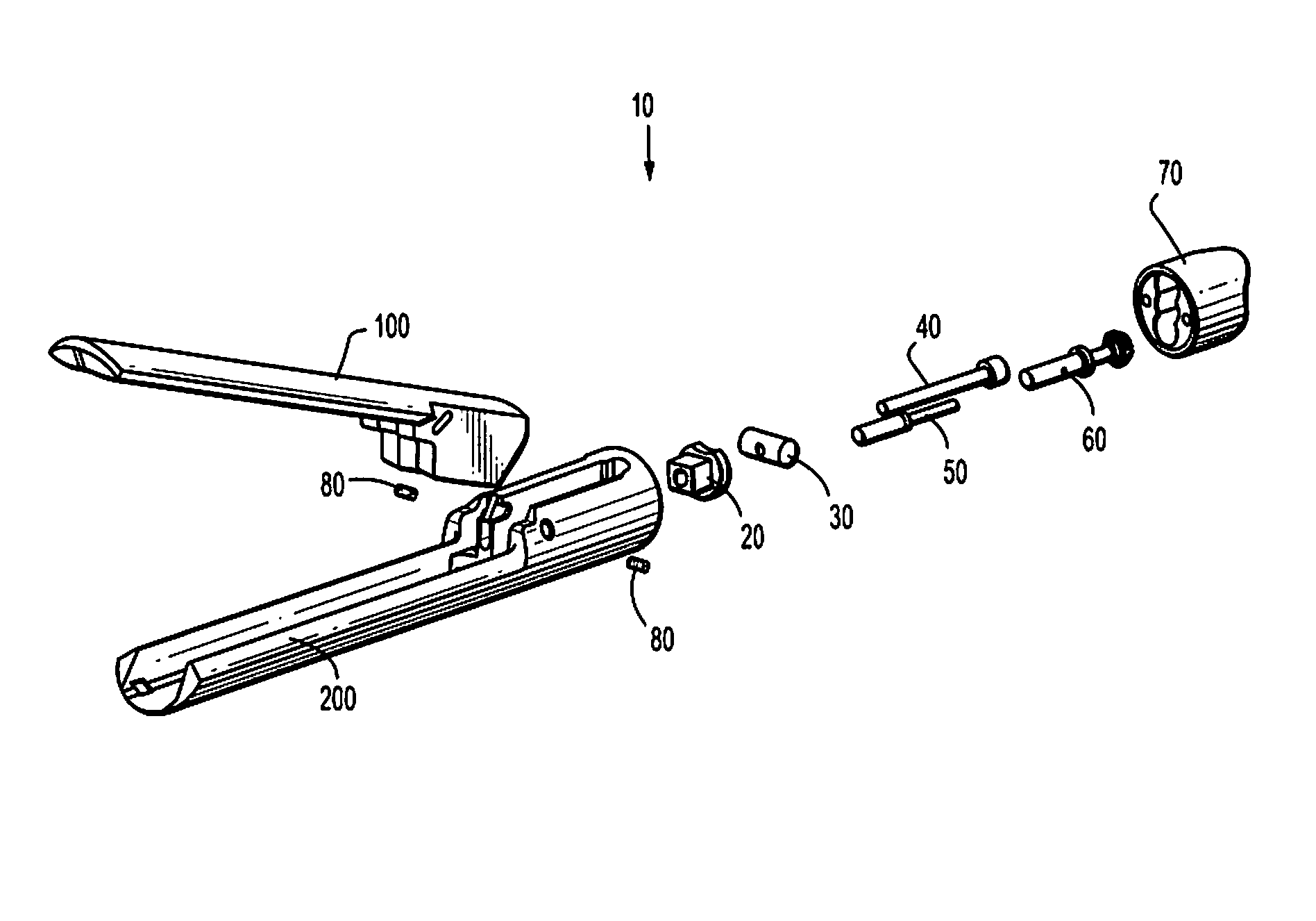 Surgical stapling device with captive anvil