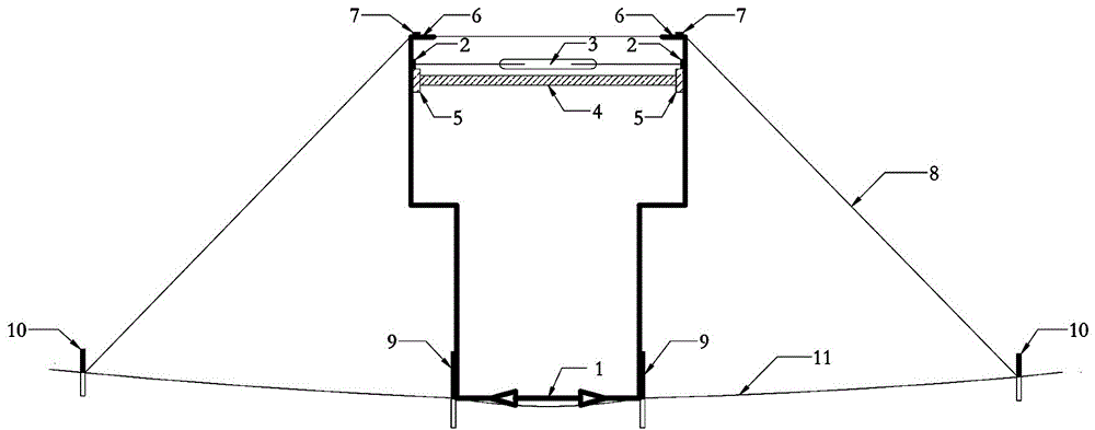 Inverted-convex overall central drainage ditch device in highway tunnel