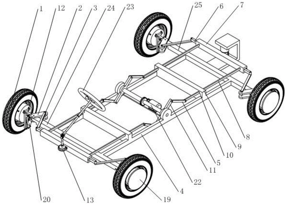 Travelling steering mechanism for electric vehicle