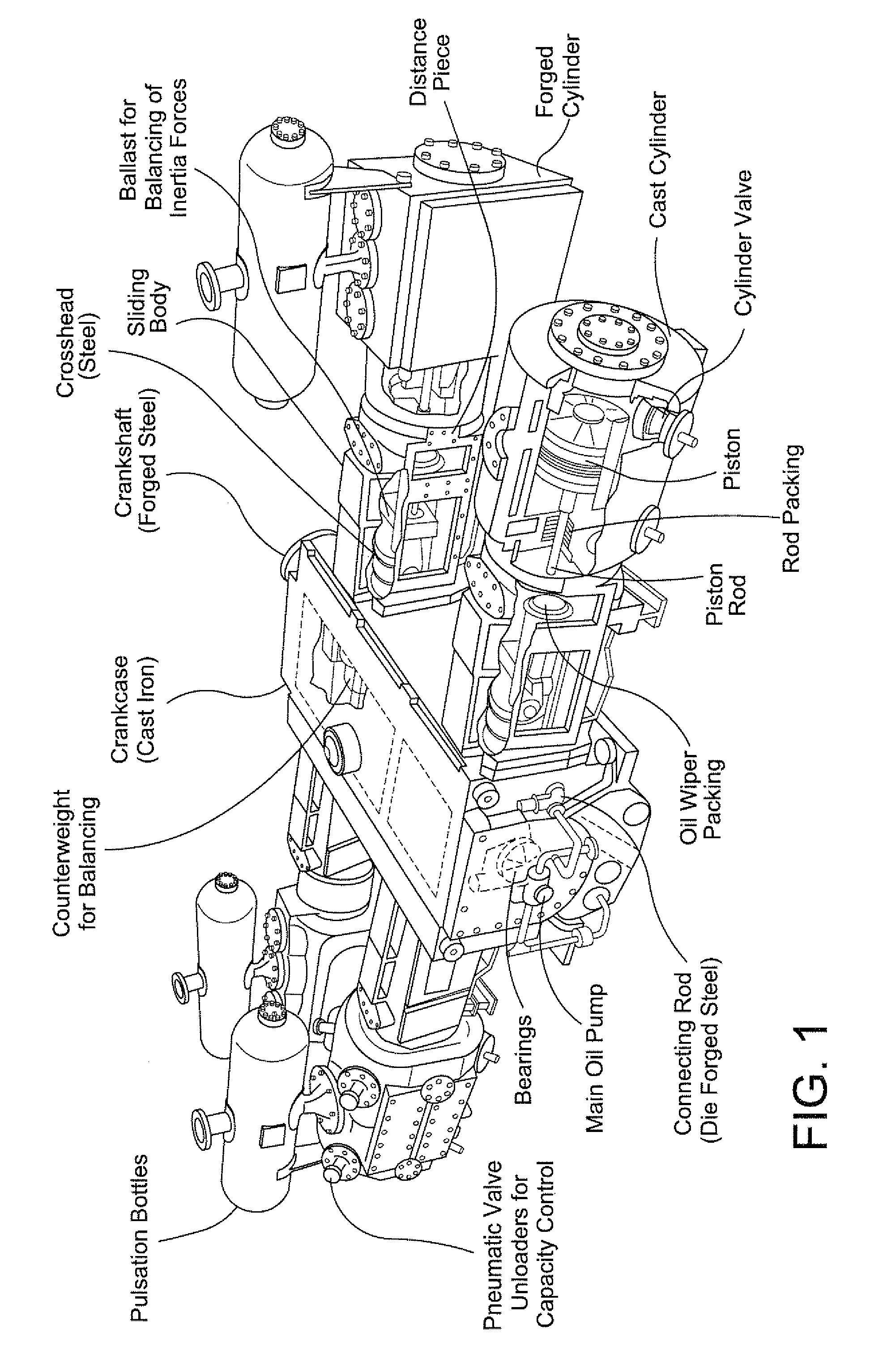 Method for prevention/detection of mechanical overload in a reciprocating gas compressor