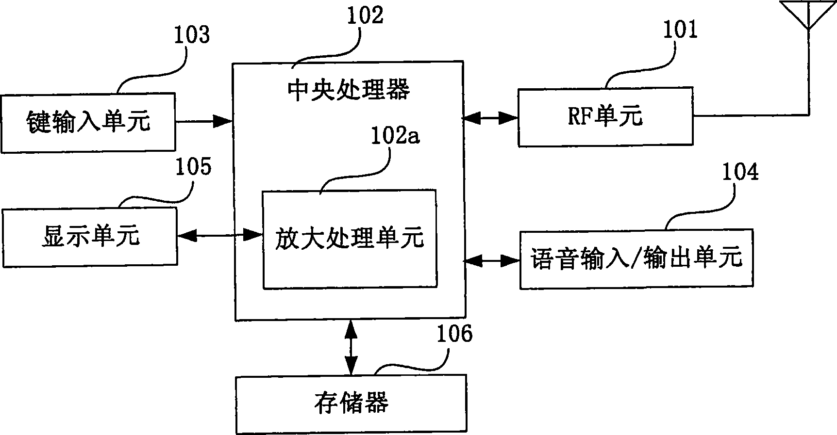 Mobile communication terminal and amplifying display method thereof