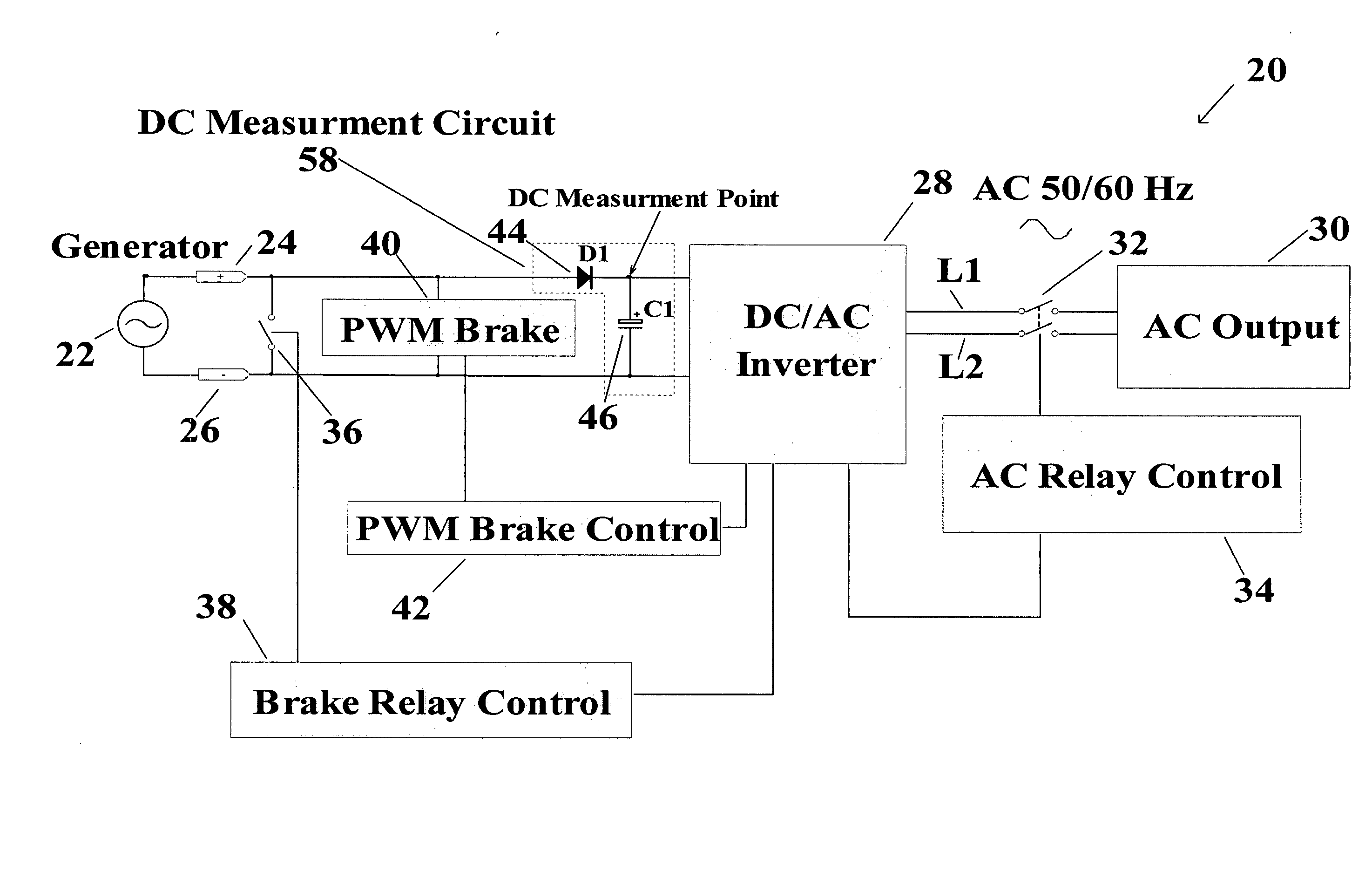 Over speed control circuit for a wind turbine generator which maximizes the power exported from the generator over time