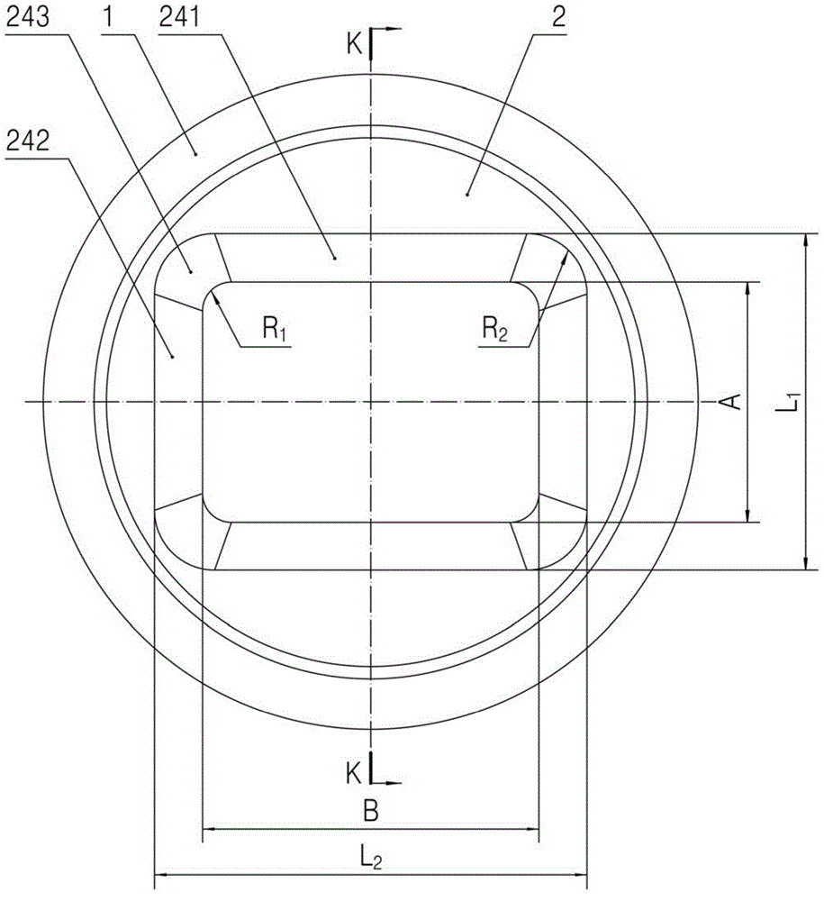 Outer mould of inequilateral lining core mould of rectangular special-shaped steel tube