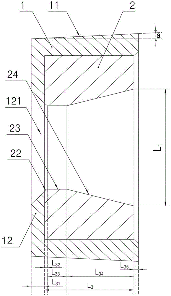 Outer mould of inequilateral lining core mould of rectangular special-shaped steel tube