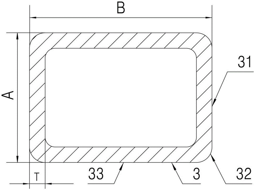 Outer mould of inequilateral lining core mould of rectangular special-shaped steel tube