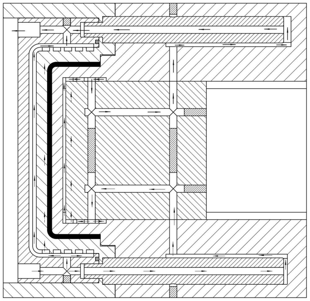 Injection mold cooling system facilitating demolding