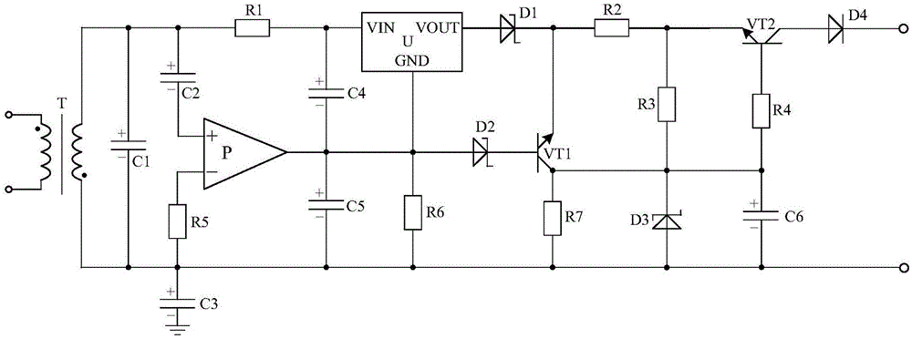Amplification, filtering and voltage-stabilizing type smartphone charging circuit
