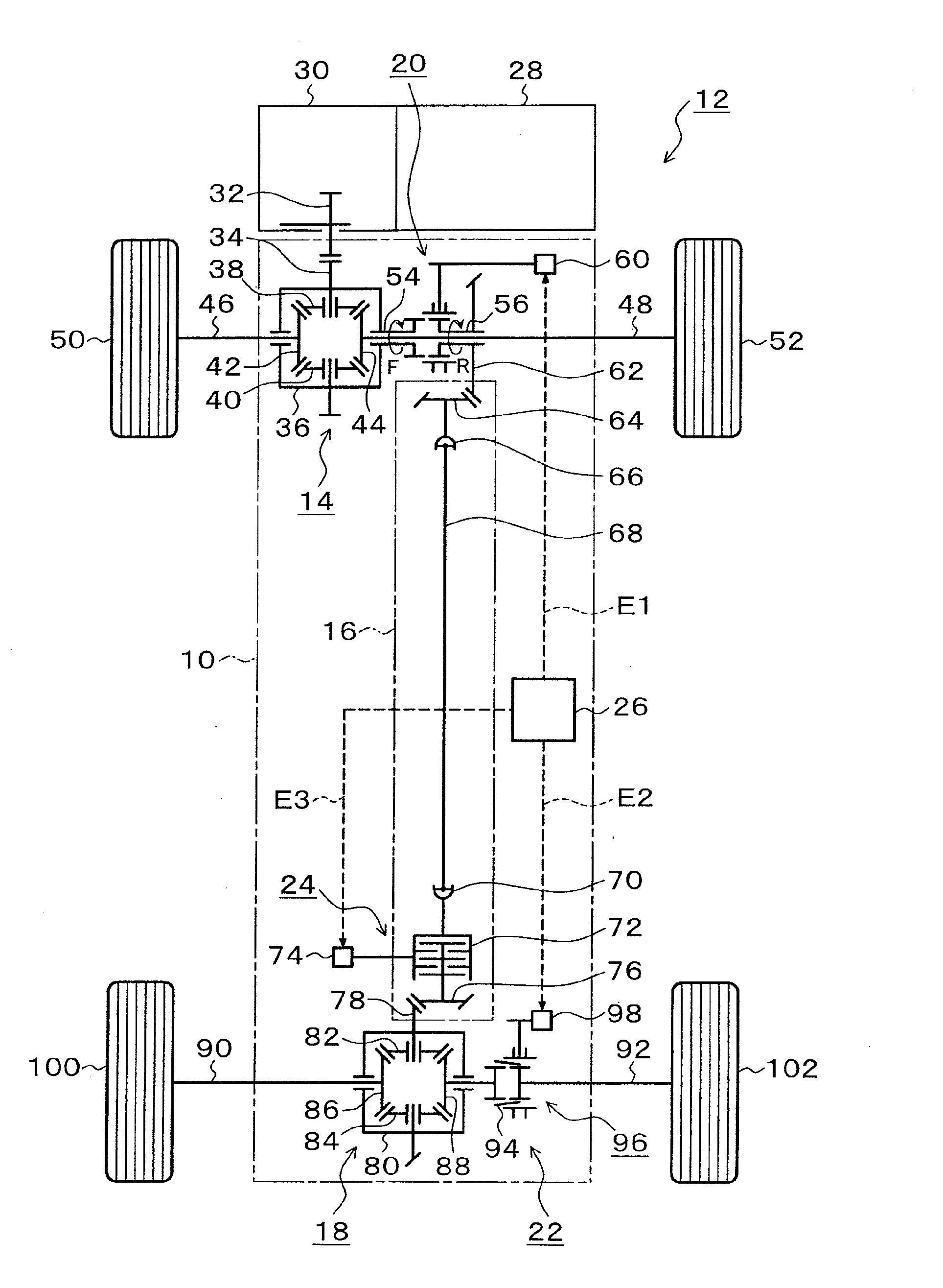 Driving-force transmitting apparatus for four-wheel-drive vehicle