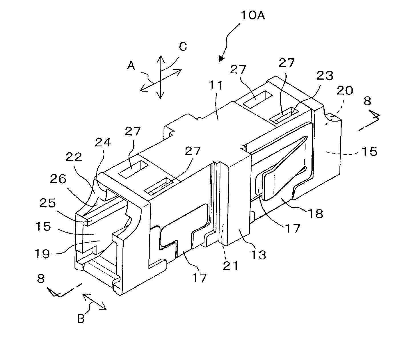 Optical connector adapter with shutter