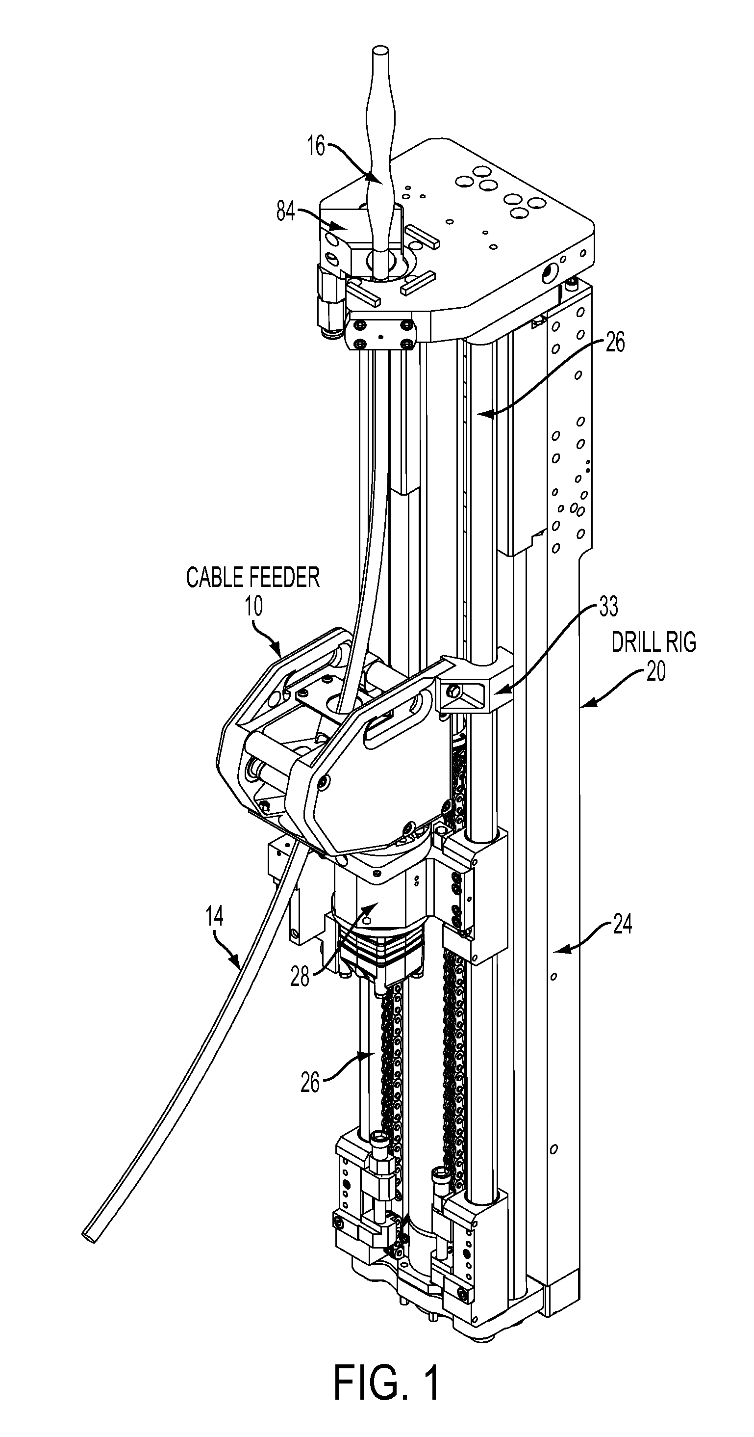 Roof bolting cable feeding device