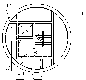 Shaft with combined arrangement of underground powerhouse cable line outgoing system and air exhausting system