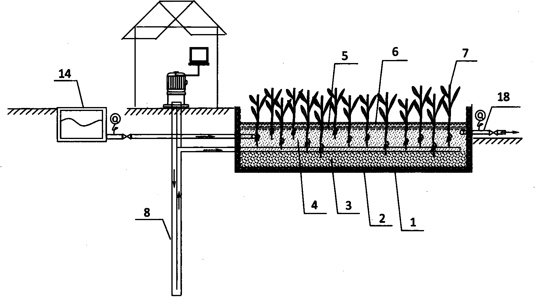 Geothermal heating sewage treatment system for artificial horizontal subsurface flow wetland
