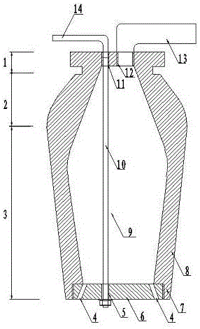 A core head for vertical semi-continuous casting thin-walled hollow casting pipe