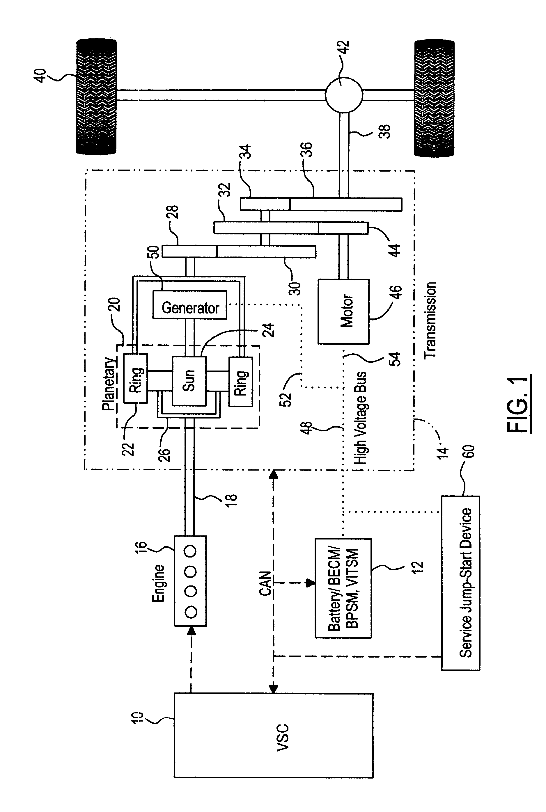 Service jump-start device for hybrid electric vehicles
