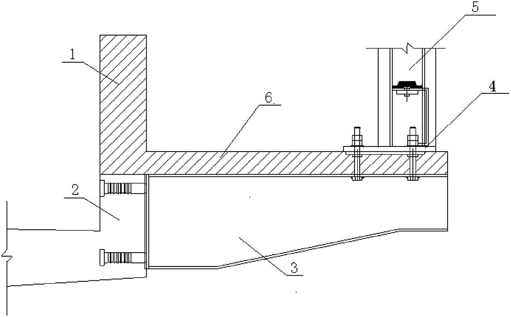 Interurban railway simple support T-beam sidewalk combined structure and combining method