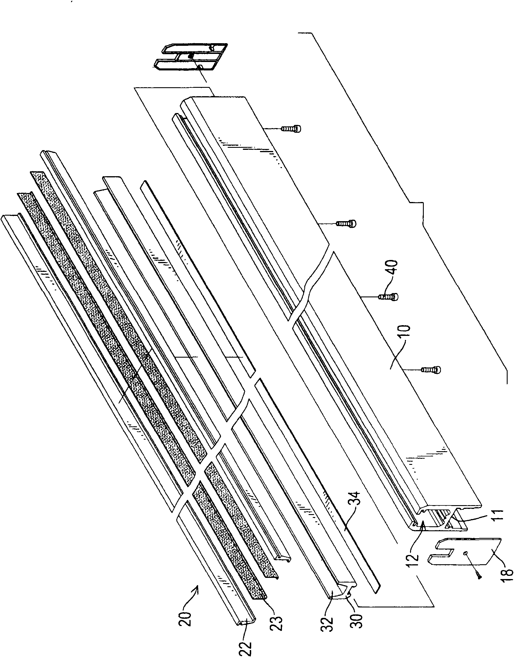 Glass door clamping rail