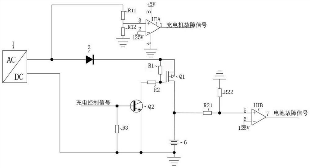 Battery charger, battery pack disconnection fault detection circuit