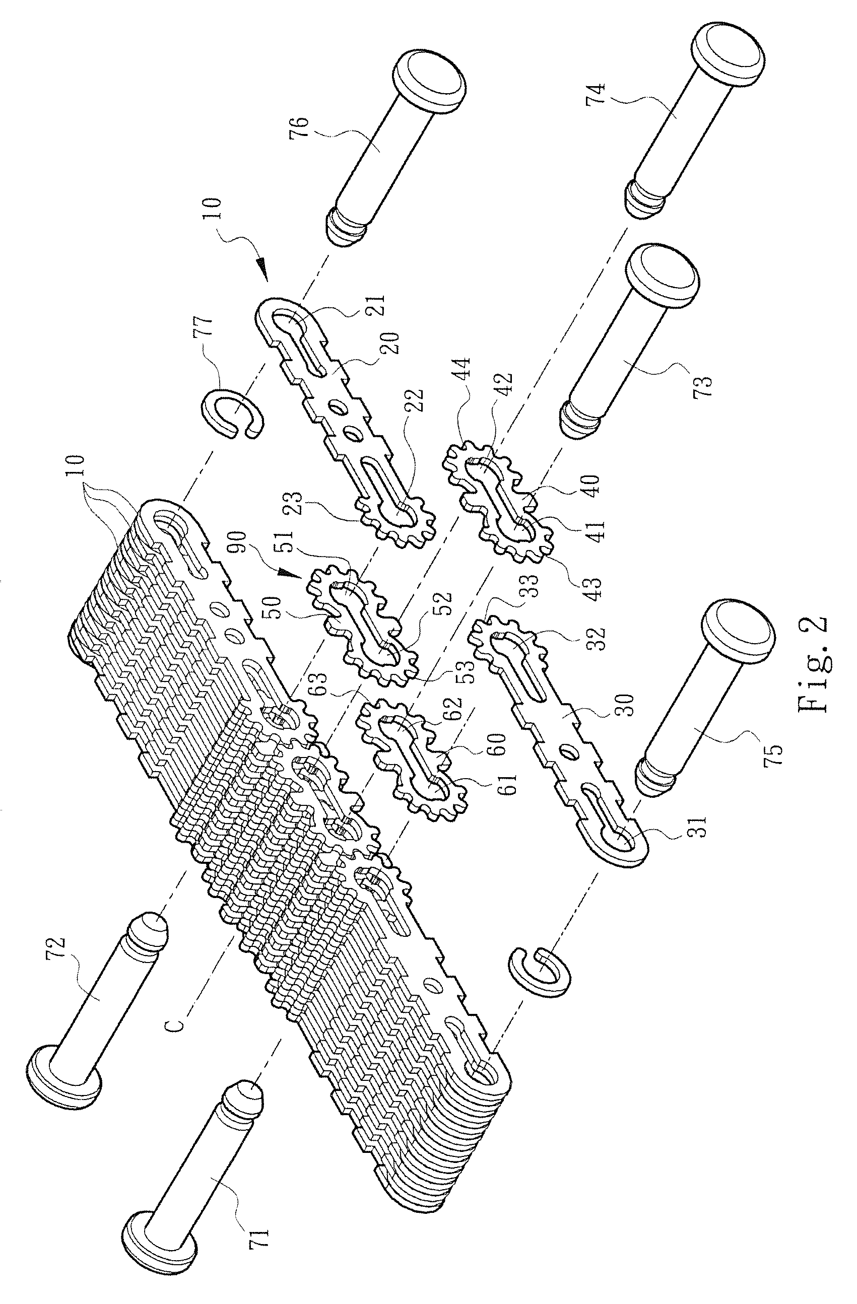 Multi-segment rotary shaft structure