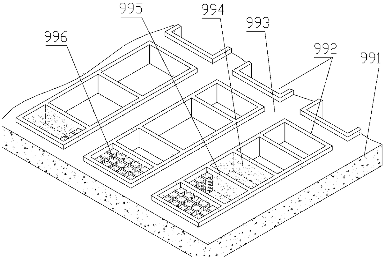 Onshore culture feeding system with two feeding tables and gates