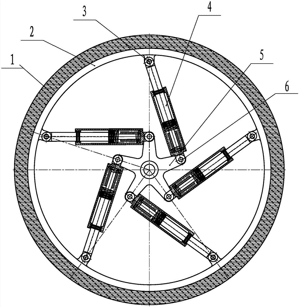 Damping wheel with telescoping spokes