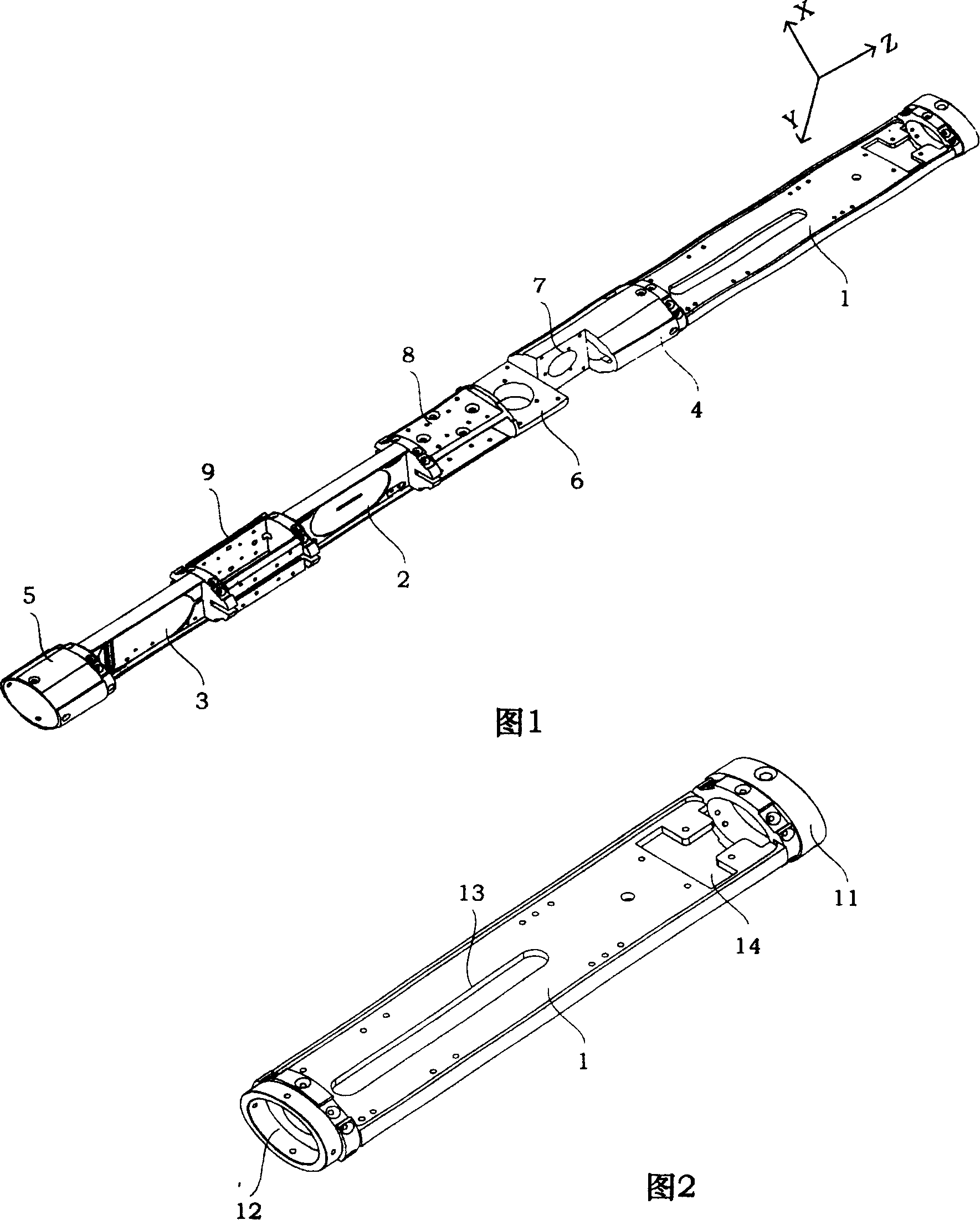 Mechanical frame for optical-fiber gyro inclinometer for oil well