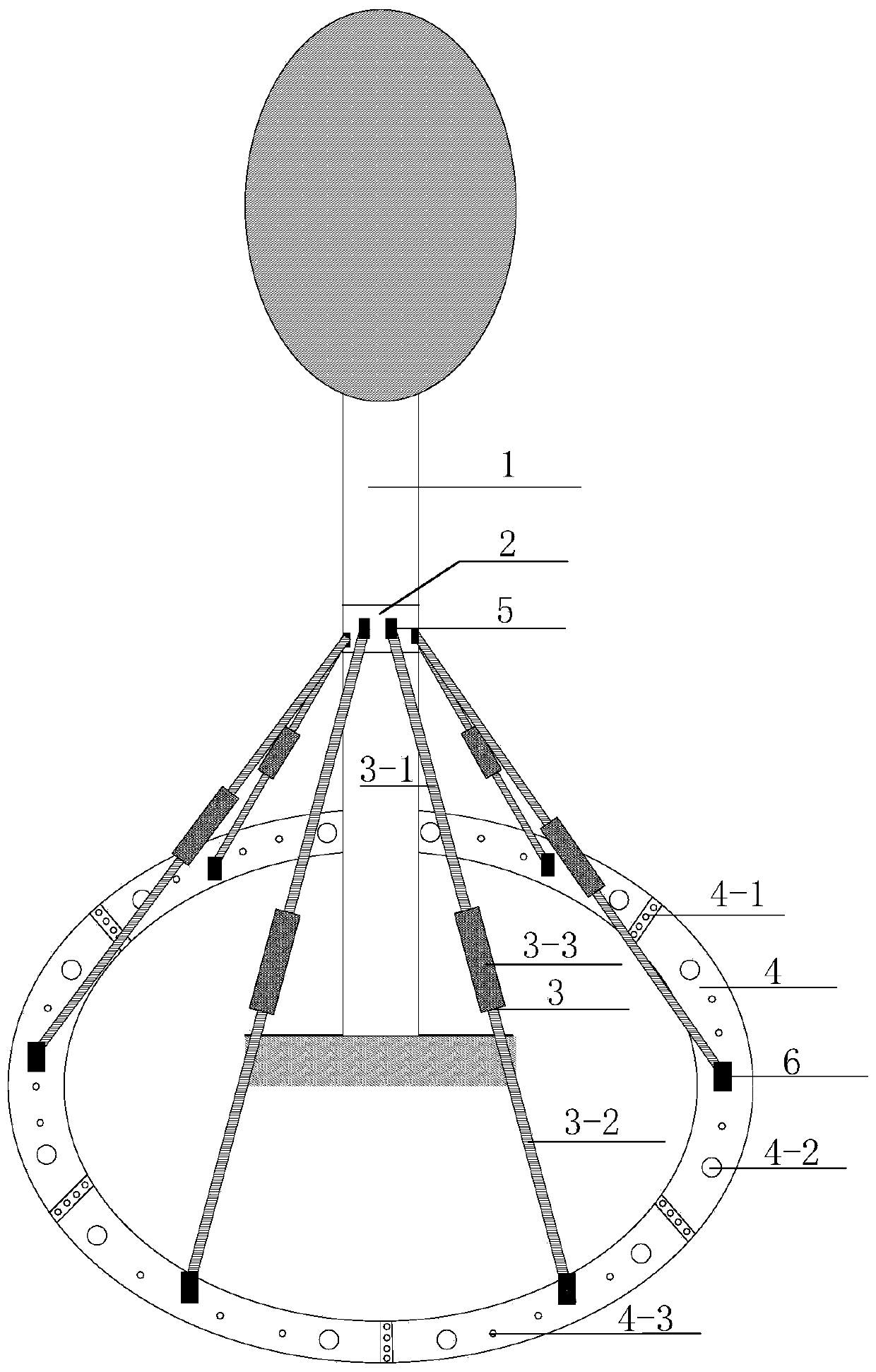 Multi-directional shock absorption protection system for high-rise and flexible structure and shock absorption method