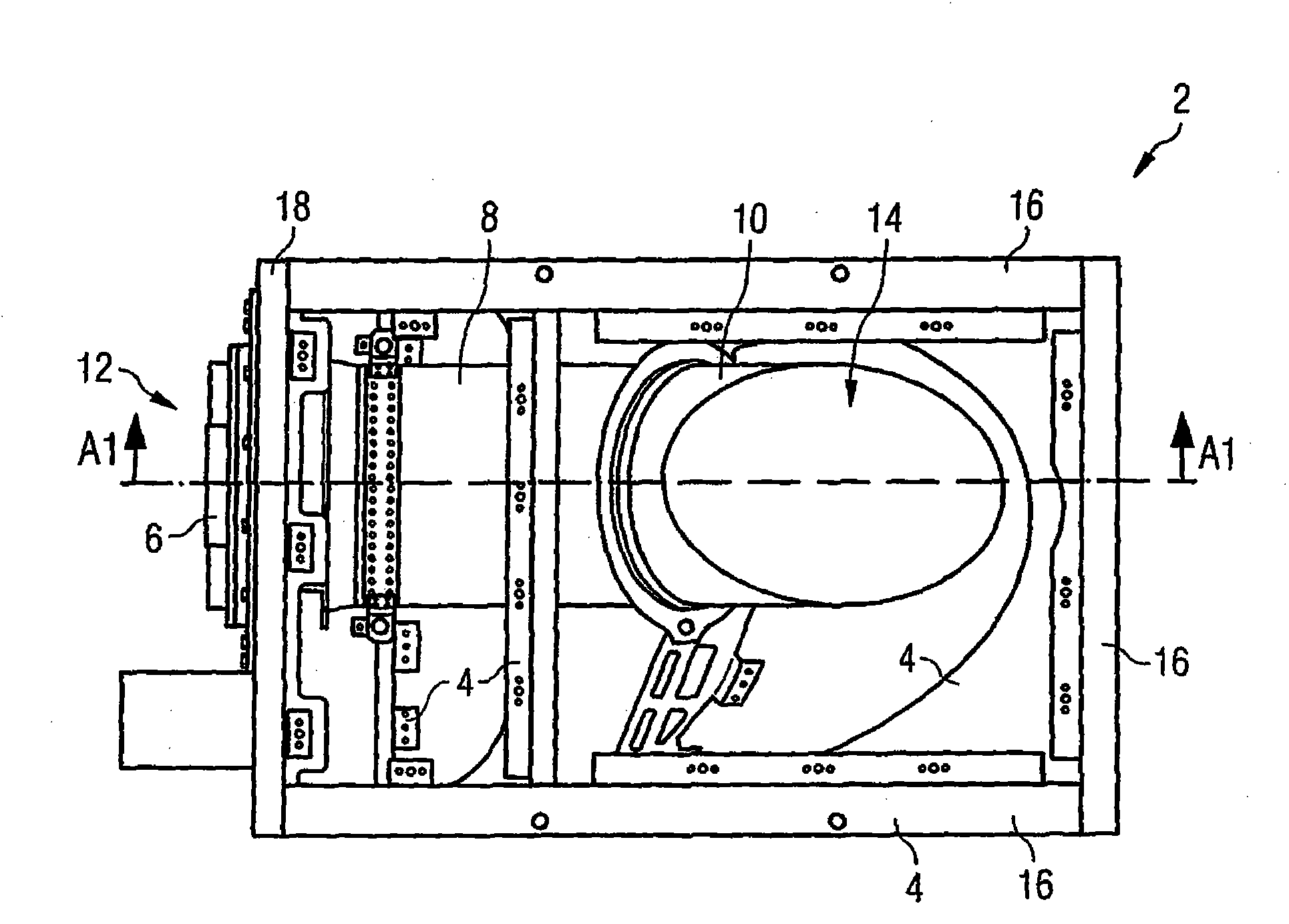 Device for mechanically decoupled attachment of an aircraft component having hot gas flowing through the same