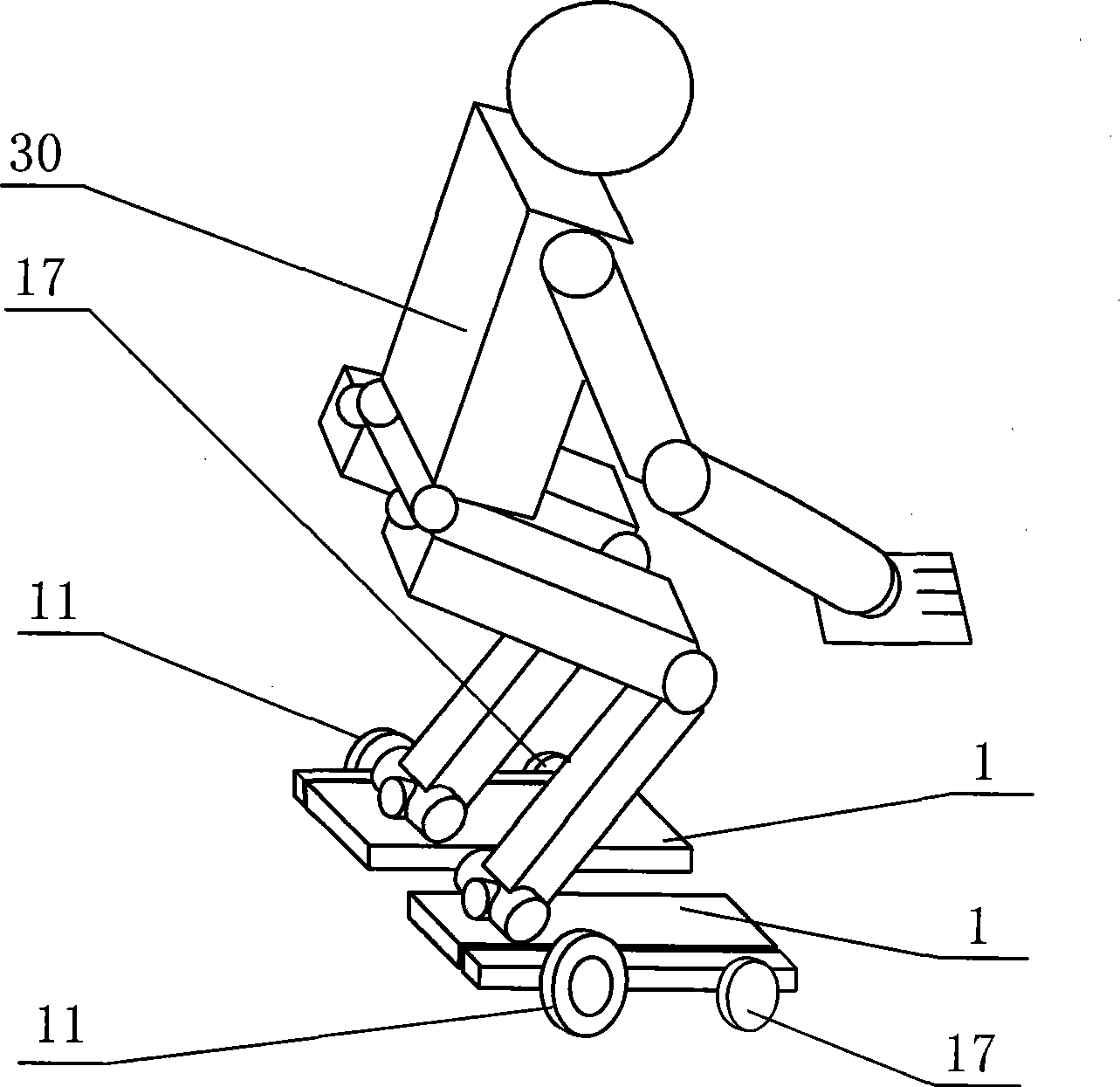 Wheeled mobile device for foot for humanoid robot, polypodia walking vehicle