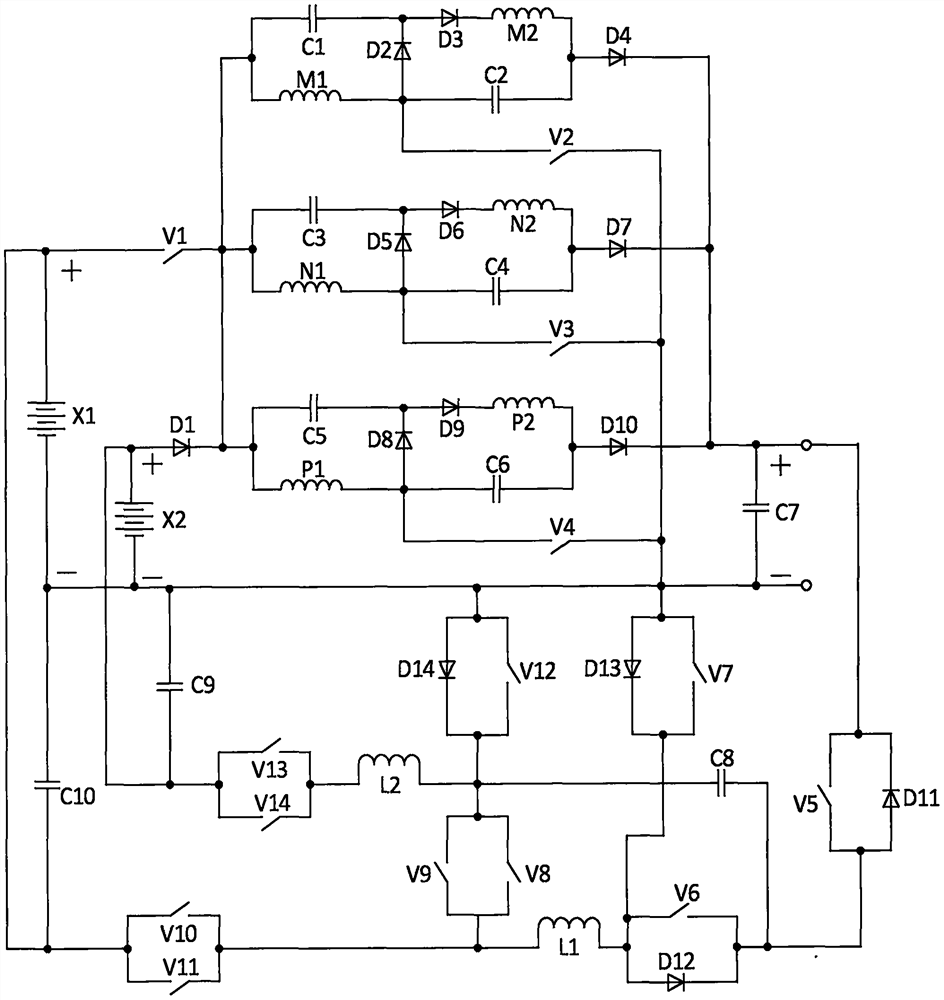 Double-excitation double-fed mutual charging high-speed switched reluctance generator converter system