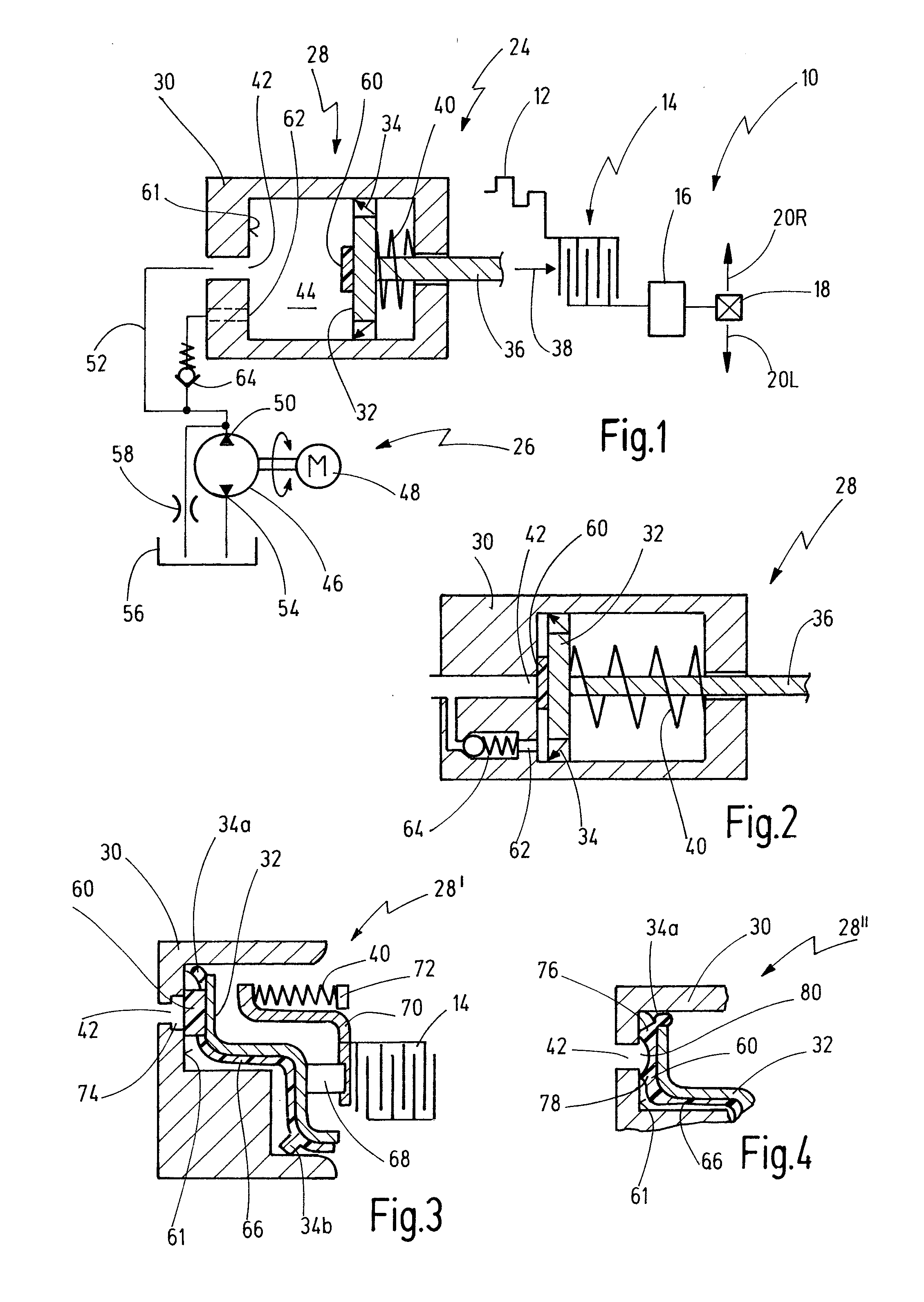 Drivetrain-clutch arrangement and fluid cylinder therefor