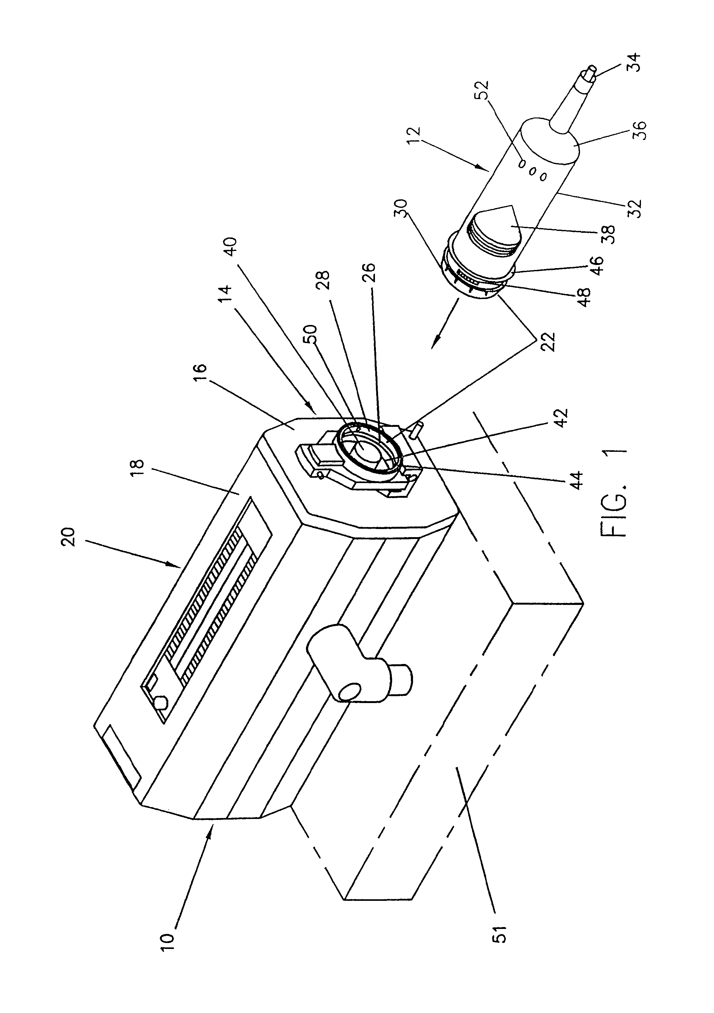 Front-loading syringe adapted to releasably engage a medical injector regardless of the orientation of the syringe with respect to the injector