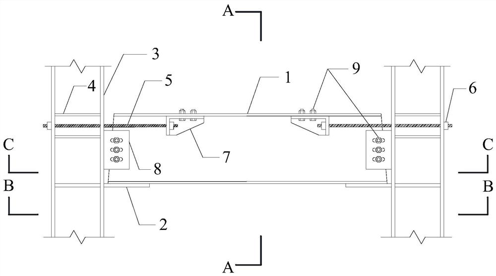 A self-resetting energy-dissipating steel beam capable of eliminating frame expansion effect and its construction method